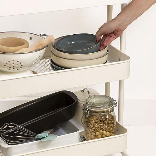 Miniatura 6 de Craftelier - Carrito Grande Metálico De Organización Con 3 Bandejas 4 Ruedas Giratorias 360 Con Frenos En 2 Tamaño Total: 71,2 X 61 X 29 Cm - Profundidad De Las Bandejas: 6,6 Cm Color Blanco