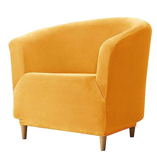 ZRCYXDW Velvet Club Chair Slipcover, Stretch Tub Chair Slipcover Soft Nonslip Wear Resistant Tub Chair Cover Machine Washable for Living Room-Yellow-1 Piece