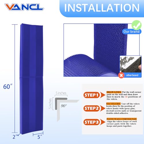 Image of Wall Corner Padding 2 inch Thick Wall Corner Protective Safety Padding Heavy Duty Waterproof Durable 2 Sides Wall Corner Edge Mats for Safety