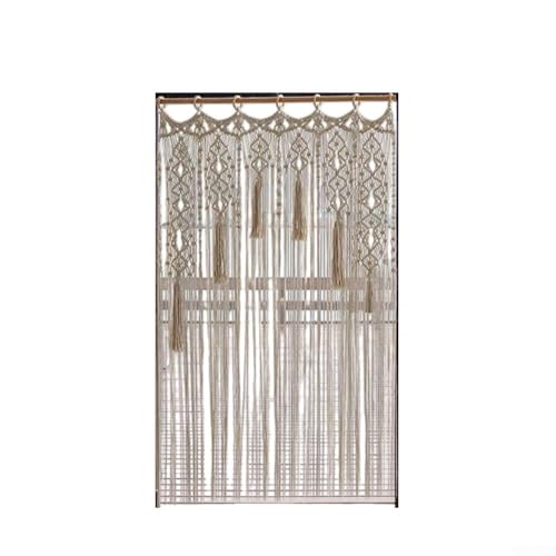 Rideau de porte tissé à pompons macramé beige 85 x 200 cm