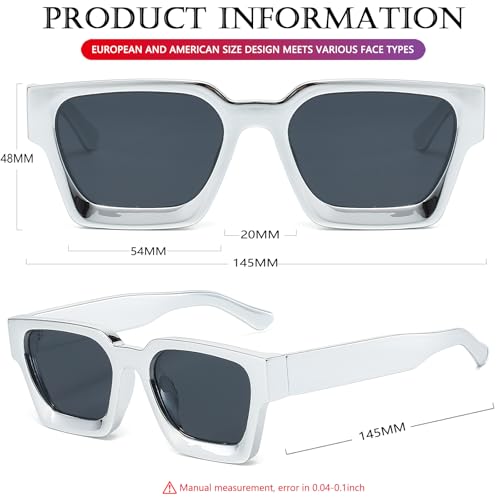 Image of AIEYEZO Square Sunglasses for Women Men Square Thick Frame Sun Glasses Simple Designer Style Shades