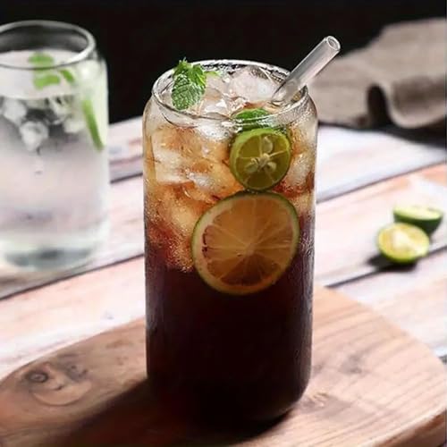 Image of criterion Drinking Glasses Set of 6 - Can Shaped Glass Cups, 490ml Iced Coffee, Smoothies, Soda, Beer, Water Tumblers | Unique Glass Cups Set | Dishwasher-Safe Glassware (6)