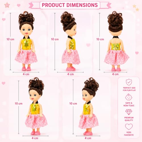 Image of Mini Fashion Dolls for Girls, Multicolor Princess Doll Set, Pack of 6