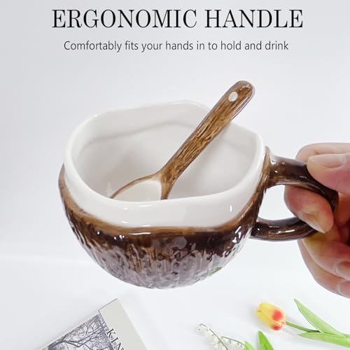 Taza de cerámica con cuchara en forma de coco 10 oz miniatura 4