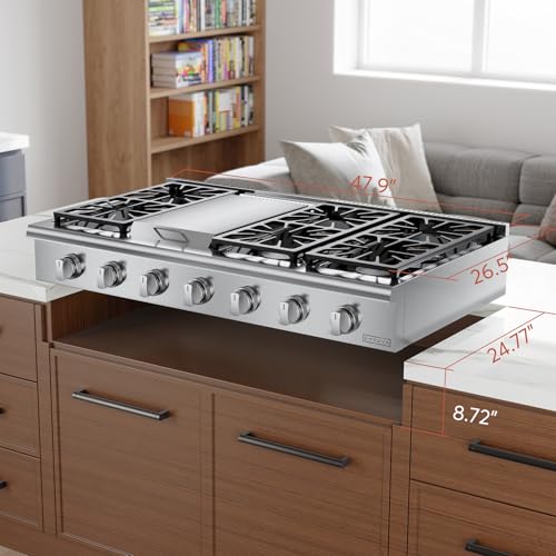 Empava 48GC32 48 Inch Pro-Style Professional Slide-In Natural Gas Rangetop thumb #8