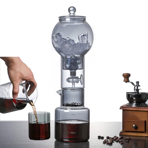 DEaThsalL Cafetera de Goteo Frio, Cafetera con Gotero para PreparacióN En Frío, Helada De Vidrio De Borosilicato Reutilizable De 600 Ml para CafeteríAs En Casa A