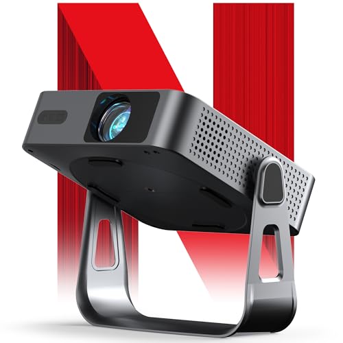 Image of 【Netflix-Licensed Projector & Native 1080P】Thinnest 1.81" Smart Mini Projector with WiFi and Bluetooth, Auto Focus & Keystone Portable Outdoor Projector, VOPLLS Home Movie Projector(metallic)