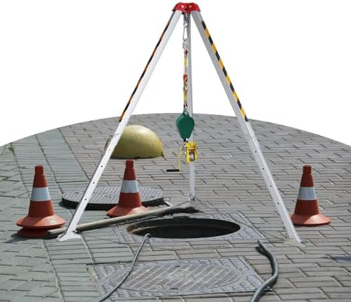 Confined Space Rescue Kit - Adjustable Tripod with Winch & Anti-Dropping Device, 1800lbs Capacity for Emergency Fire Rescue