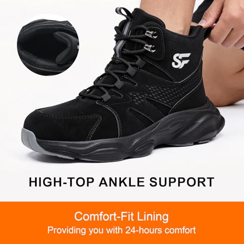 Image of Steel Toe Shoes for Men, Work Shoes for Men,Indestructible Steel Toe Boots,Industry Construction Safety Work Boots for Men,Puncture Proof Construction Safety Shoes