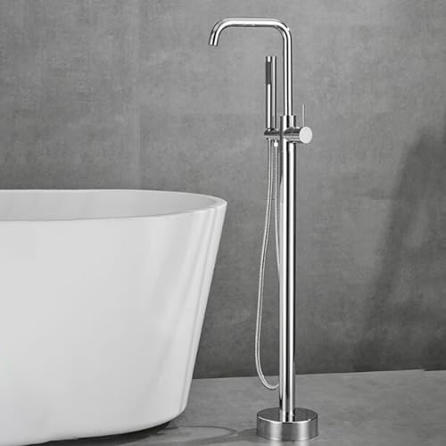 Robinet de bain autoportant avec douchette à main mitigeur noir mat - 5