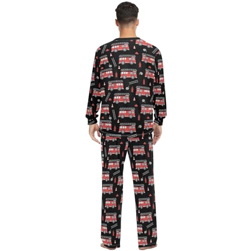 Unisex Pajama Set Long Sleeve Sleepwear Soft 2 Piece Loungewear Cartoon Fire Truck Pj Sets for Women & Men4