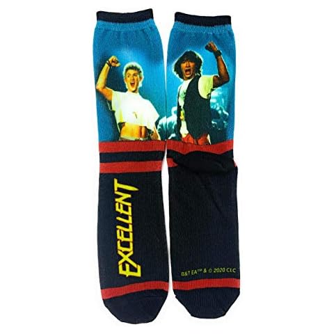 Women's Novelty Crew Socks, Oooh Yeah Funny Socks, Crazy Socks for Bill & Ted's Excellent Adventure - grey - One Size Cover