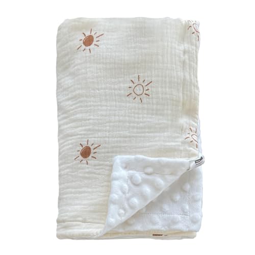 Image of Soarwg Kids Baby Blanket Unisex Newborn, Super Soft Nursery Minky Blankets with Muslin Cotton for Boys Girls, Toddler Baby Nursery Bed Blanket Shower Gifts, 30 x 40 Inch