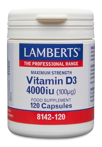 Lamberts Vitamina D3 4000 UI (100 µg) | 120 Cápsulas | Una al Día | Máxima Resistencia | Colecalciferol en Aceite de Girasol | Calidad Farmacéutica GMP