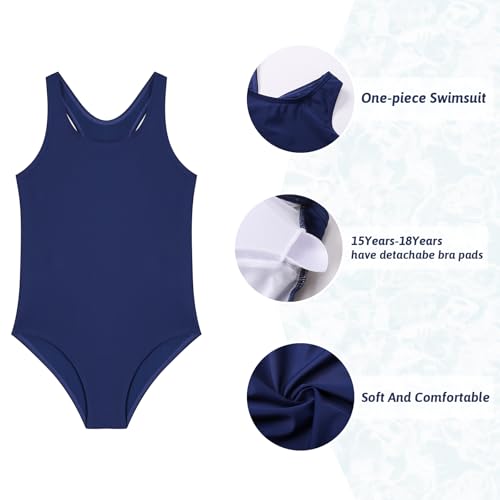Image of Girls One Piece Swimsuit Quick Dry Swimwear Beach Bathing Suit for 3-18 Years