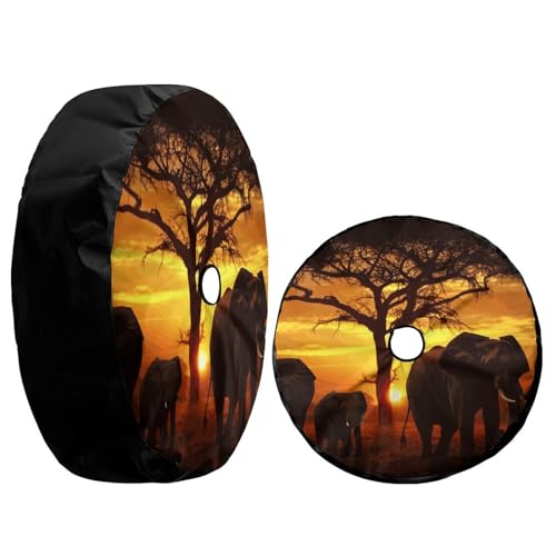 Image of Delerain Elephant Family Spare Tire Cover with Backup Camera Hole Wheel Protectors Sun Protector Waterproof for RV Trailer RV SUV Truck and Many Vehicle(16 Inch for Diameter 29 inch-31 inch)