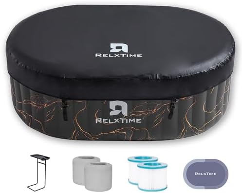 Portable Hot Tub 2 Person Inflatable, Outdoor Blow Up Spa with Led Light