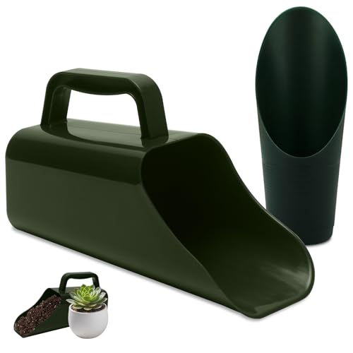 Garden Soil Scoop 2-in-1 Multi-Function Plastic Spoon Soil Shovel Wear Resistant Digging Tool Cultivation Potting Scoop with Mini Scoop for Digging Up or Transporting