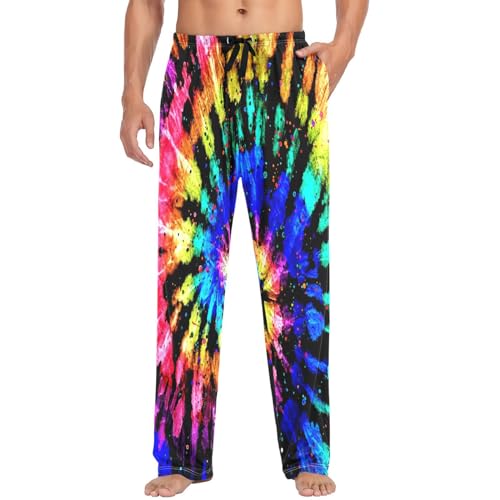 visesunny Mens Pajama Pants Funny Colorful Style Tie Dye Soft Men's Sleepwear Lounge Pants Pj Pants with Drawstring & Pockets