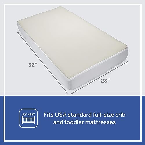 Image of Sealy Baby Organic Cotton Top Breathable Fitted Waterproof Infant Crib Mattress Protector Pad and Toddler Bed Cover, Durable and Comfortable Topper, Machine Washable, 52 inch x 28 inch- White (Pack of 6)