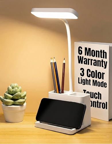 SaleOn LED Study Table Lamp with Pen Stand, Rechargeable Desk Light for Students & Office, Touch Control, 6 Months Warranty – Table Lamp for Study Room
