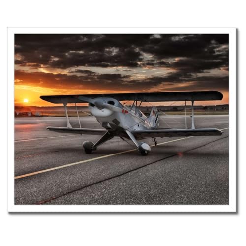Poster dans un cadre noir 50x40 déco murale avion et ciel horizontal