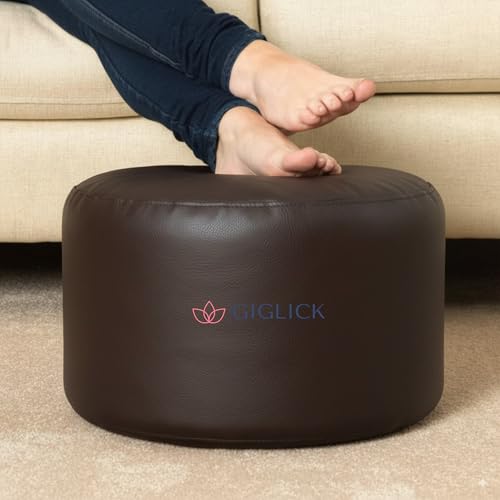 Image of 4XL Bean Bag Chair with Footrest & Cushion | Pre-Filled Beans | PVC Leatherette Lounger Sofa | Indoor & Outdoor Bean Bag with Pocket & Handle | Double Stitching | 6 Months Warranty Color- (Brown)