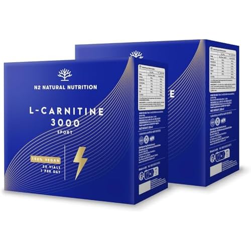 L-CARNITINE 3000 Pure 40 Ampoules Pre-Workout Booster. For Strength, Fitness, Sport. Fat Burner Increases Performance. Vegan Certified CE. N2 Natural Nutrition
