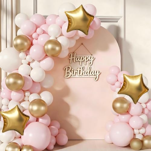 Pink White Gold Balloon Arch Garland Kit Only $13.99 at Amazon