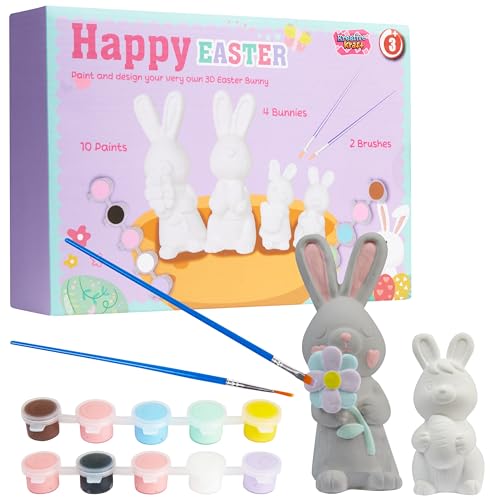 KreativeKraft DIY Oeufs de Paques Kit Peinture Enfant Oeuf à Peindre et Lapin de Paques Activité Manuelle Enfant Créative Décoration Paques (Lapins, Pack...