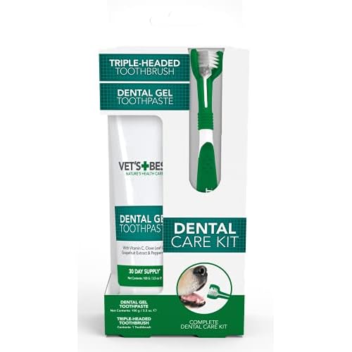 Vet&rsquo;s Best Dentifrice Contre la Plaque/Tartre Dentales avec Kit de Brosse à Dents pour Chien