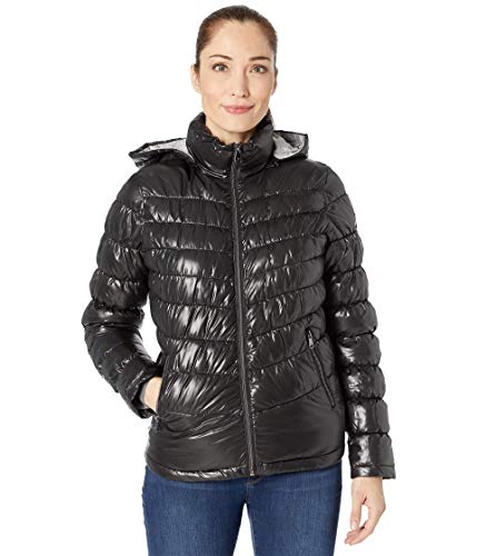 Kenneth Cole New York Hooded Packable Jacket Black LG