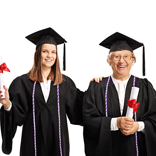 Cordón de honor de graduación Haconba morado y blanco, 25 piezas de rayón trenzado 8