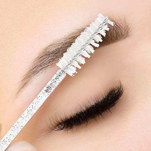 Yumflan-50-Pcs-Disposable-Eyelash-Brushes-Eye-Lash-Brush-Mascara-Wands-Spoolies-for-Eyelash-Extensions-Makeup-Supplies-Kit-Cleansing-Glitter-Applicator-Tool-Accessories-Bristle-Crystal-White