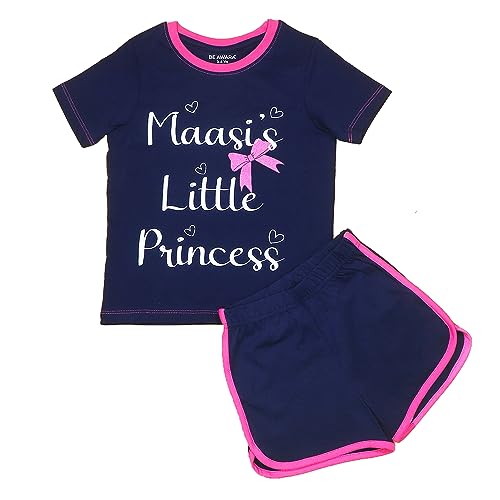 Image of Be Awara Kids Printed Half Sleeves T-shirt & Shorts Clothing Sets, 100% Cotton Soft Girl's Cord Set, Comfortable Wear for Kids With Cool Prints, Everyday Casual Wear for Girl