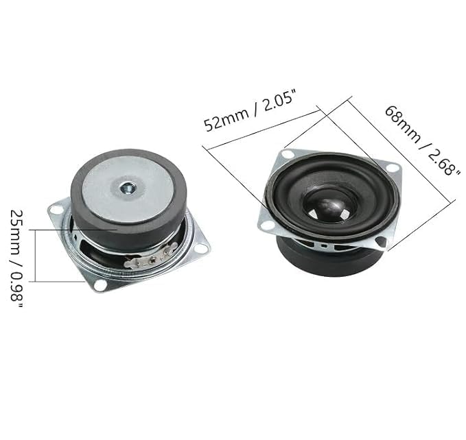 Image of ND TECH 2 inch Square 4 Ohm 3 Watt Black Full Range Speaker, Woofer for DIY Projects and Kits (Pack of 2)
