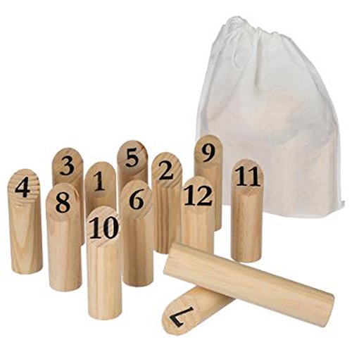 Jeu de quilles nordiques en bois de 1 à 12 - Dim : H14,5 x D 4,6 cm