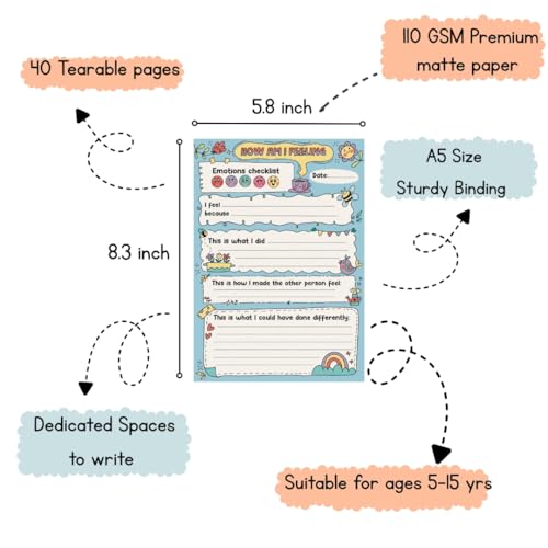 Image of How Am I Feeling A5 Feelings Tracker for Kids, 40 Pages