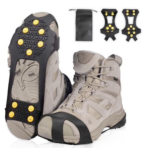 mizikuu - mizikuu Crampons Antidérapant, Neige Grips Crampons antidérapantes avec Dents en Acier Inoxydable Crampons de Traction Unisexe pour Randonnée Pêche Escalade Marche Sports De Plein Air - -14%