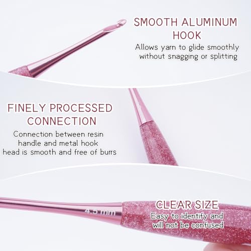 Image of Weabetfu Inline Crochet Hooks Size 10.5(7mm) with Glitter Resin Grips | 7-Inch Extra Long Crochet Hook,Ergonomic Streamline Handle for Beginners,Ideal for Crocheting Blankets,Shawls,Hat /Easy to Use