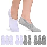 FALARY Füßlinge Damen Herren Footies Unsichtbare Kurze 10 Paar Sneaker Socken Großes Silikonpad Verhindert Verrutschen_Weiß-Grau_39-42
