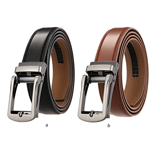 SUDNJIALQ Cinto de Couro Masculino Formal Casual Catraca Acessório de Moda Metal Automático Fivela D