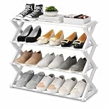 3 Tier Shoe Rack, Space Saving Shoe Storage Cabinet, Fits Up to 6 Pairs - Metal Storage Shoe Organizer, Durable & Easy to Assemble, Stackable Shoe Shelf, for Hallway, Living Room and Bedroom - White