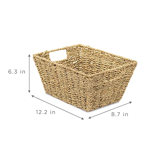 Sorbus Woven Wicker Storage Baskets For Organizing, Seagrass Closet Organizer Bins, Organization Storage Bins For Living Room, Bathroom Towels, Kitchen Pantry Cabinet, Bedroom, Handmade 4-Pack #TOP2