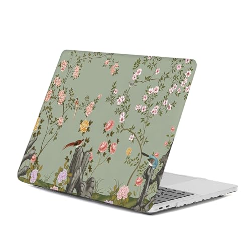 HLAAJJX Coque Protection pour Macbook Air 13 Pouces 2022-2025 Version A2681 M2/A3113 M3/A3240 M4,Coque Étui Rigide en Plastique de Classique pour Mac Air 13,6" Case,Fleurs Et Oiseaux