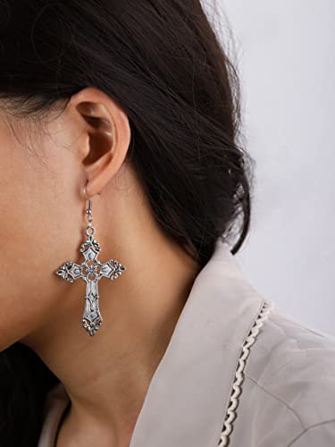 Sacina Gothic Cross Earrings, Zinc Alloy Cross Dangle Earrings, Goth Jewelry Gift For Women #TOP1