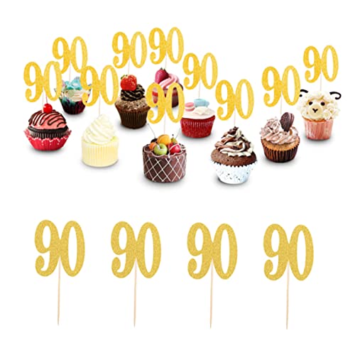 Cabilock 30 Peças 90 escolha de cupcake topo de bolo aniversário decoração de bolo de aniversário de