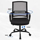 T-THREE. Adjustable office chair, ergonomic swivel seat, executive and computer chair with lumbar support, height adjustment, 360° rotation, mesh backrest for home office(BLACK) - Image 8