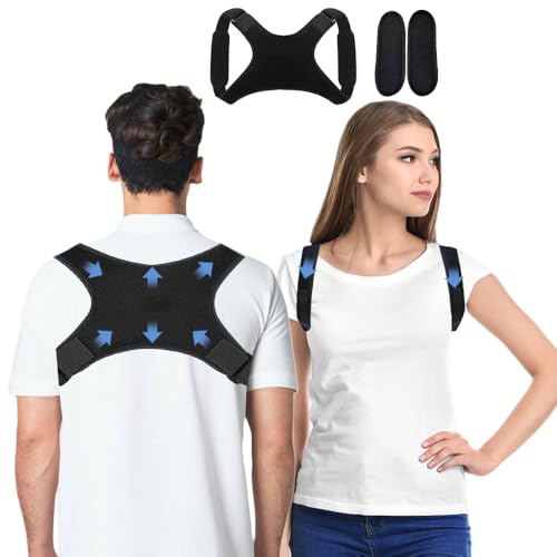 WXSHUOYU Correcteur de posture dorsal pour homme et femme, ceinture de soutien dorsal, réglable, respirant, correction de la posture pour femme, prévention des douleurs, soutien dorsal (noir 25051512)