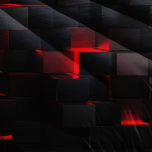 Image of Nttopship Neon Red and Blue Comforter Set Full Geometric Kids Bedding Set,3 PCS Geometry Honeycomb Bed Set Modern Quilt Set 1 Comforter 2 Pillow Cases Cool Room Decor All Season B-Side Black